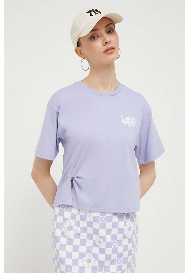 Vans t-shirt bawełniany kolor fioletowy. Kolor: fioletowy. Materiał: bawełna