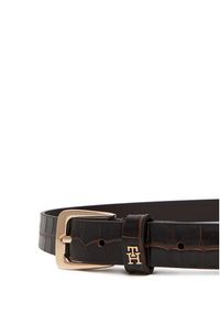 TOMMY HILFIGER - Tommy Hilfiger Pasek Damski Th Libre 2.5 Croc AW0AW17975 Brązowy. Kolor: brązowy. Materiał: skóra #3