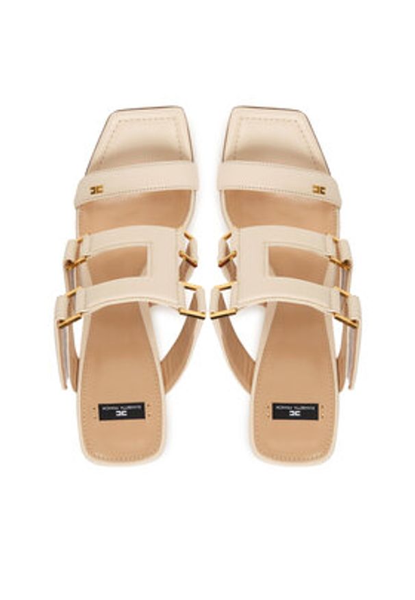 Elisabetta Franchi Klapki SA-44L-62E2-V620 Kremowy. Kolor: kremowy. Materiał: skóra