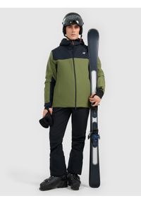 4f - 4F Kurtka narciarska membrana 8000 męska - khaki S. Kolor: wielokolorowy, oliwkowy, brązowy. Materiał: poliester, materiał. Sezon: zima #2