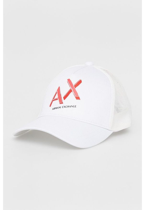 Armani Exchange czapka z daszkiem 944156.2R106 kolor biały z nadrukiem. Kolor: biały. Wzór: nadruk