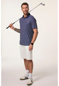 JAY-PI - Męska Koszulka polo golf rękaw 1/2 drobny nadruk szybkoschnąca. Typ kołnierza: polo, golf. Kolekcja: plus size. Kolor: niebieski. Materiał: elastan, poliester, materiał. Wzór: nadruk. Styl: sportowy