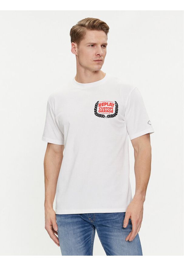 Replay T-Shirt M6765.000.22662 Biały Regular Fit. Kolor: biały. Materiał: bawełna