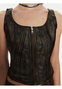 GESTUZ - Gestuz Top Linera 10909487 Brązowy Regular Fit. Kolor: brązowy. Materiał: skóra #5