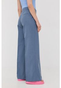 Samsoe & Samsoe - Samsoe Samsoe spodnie damskie kolor fioletowy szerokie high waist. Stan: podwyższony. Kolor: fioletowy. Materiał: bawełna, tkanina