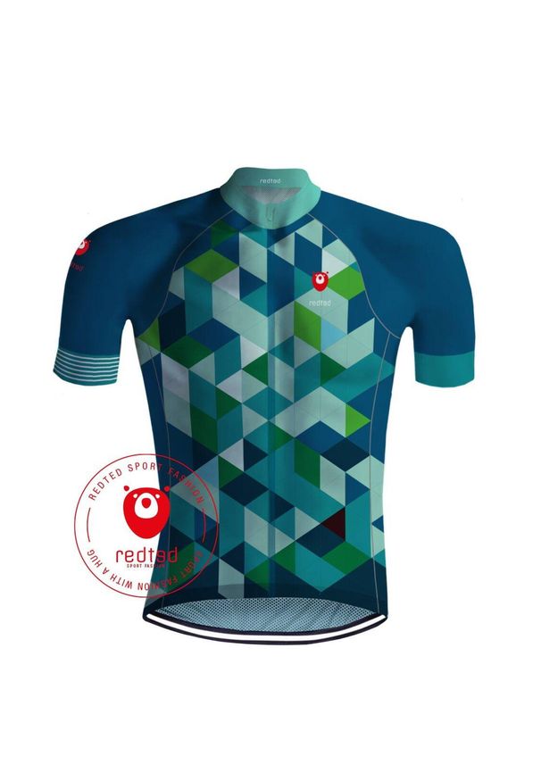 REDTED - Camisola de ciclismo AZUL / VERDE - VERMELHO. Kolor: wielokolorowy. Materiał: poliester. Sport: kolarstwo