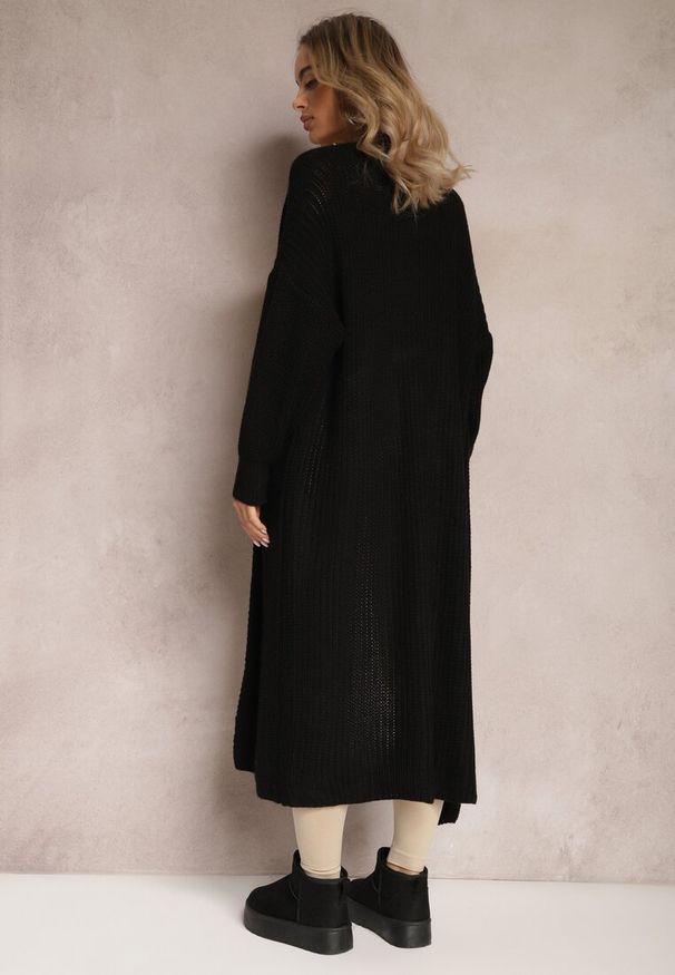 Renee - Czarny Długi Kardigan Oversize Angellona. Kolor: czarny. Długość: długie