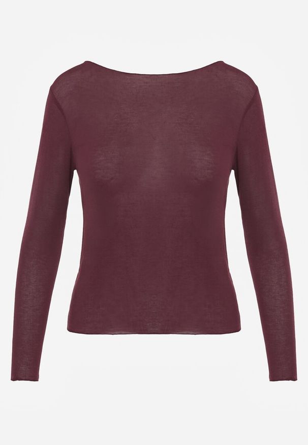 Renee - Bordowa Bluzka Longsleeve z Wiskozy i Kaszmiru Unelle. Kolor: czerwony. Materiał: wiskoza, kaszmir. Długość rękawa: długi rękaw. Styl: klasyczny