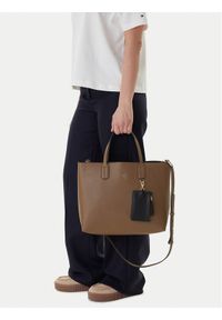TOMMY HILFIGER - Tommy Hilfiger Torebka Th Icon Satchel AW0AW18122 Brązowy. Kolor: brązowy. Materiał: skórzane #1