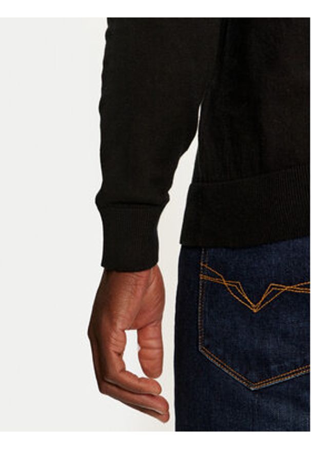 Brave Soul Sweter MK-273PLACKET Czarny Regular Fit. Kolor: czarny. Materiał: bawełna