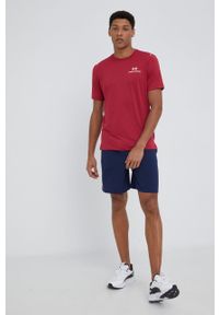 Under Armour t-shirt treningowy Rush Energy kolor bordowy gładki 1366138-001. Kolor: czerwony. Materiał: skóra, dzianina, materiał. Wzór: gładki, nadruk #3