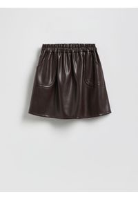 Reserved - Spódnica z imitacji skóry - ciemnobrązowy. Kolor: brązowy. Materiał: skóra #1
