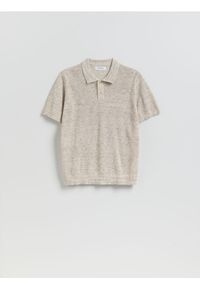 Reserved - Strukturalny sweter polo - beżowy. Typ kołnierza: polo. Kolor: beżowy. Materiał: bawełna, dzianina #1