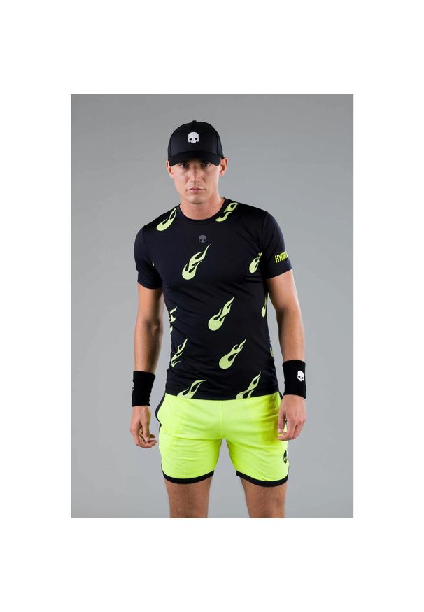 HYDROGEN - Koszulka męska Hydrogen FLAMES TECH TEE. Kolor: czarny, wielokolorowy, żółty. Sport: tenis