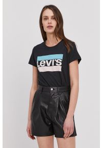 Levi's® - Levi's T-shirt kolor czarny. Okazja: na co dzień, na spotkanie biznesowe. Kolor: czarny. Materiał: dzianina. Wzór: nadruk. Styl: biznesowy, casual