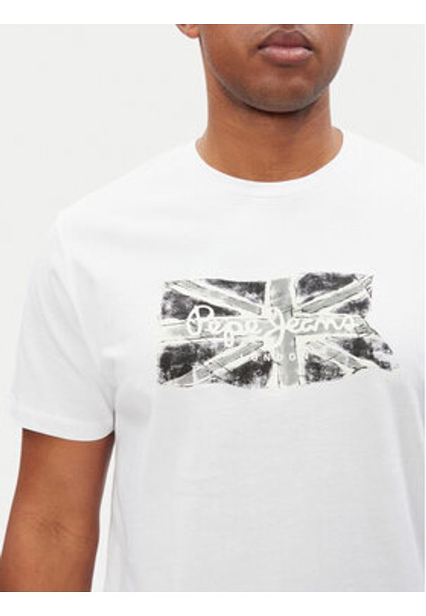 Pepe Jeans T-Shirt Flag PM509720 Biały Regular Fit. Kolor: biały. Materiał: bawełna