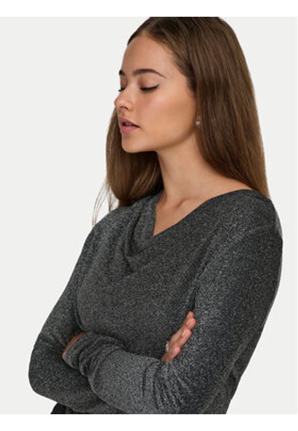only - ONLY Bluzka Rich 15360265 Szary Regular Fit. Kolor: szary. Materiał: syntetyk