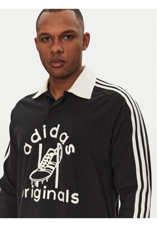 Adidas - adidas Polo Rugby JD1091 Czarny Regular Fit. Typ kołnierza: polo. Kolor: czarny. Materiał: bawełna