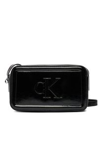 Calvin Klein Torebka Bold Ck Metallic Camera Bag LV04F3331G Czarny. Kolor: czarny. Materiał: skórzane #1