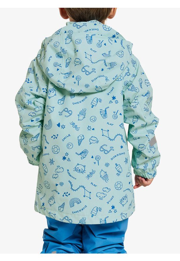 Kurtka dziecięca Didriksons Norma Print Jacket 3 - doodle pale mint 130 cm. Kolor: zielony. Wzór: nadruk
