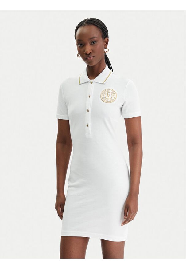 Versace Jeans Couture Sukienka codzienna 80HAOT03 CJ01T Biały Slim Fit. Okazja: na co dzień. Kolor: biały. Materiał: bawełna. Typ sukienki: proste. Styl: casual