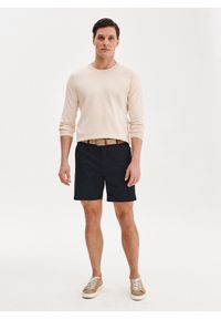 Pako Lorente - PAKO LORENTE – Beżowy sweter męski o-neck. Kolor: beżowy, niebieski. Materiał: wiskoza, poliamid. Wzór: gładki. Sezon: wiosna #6