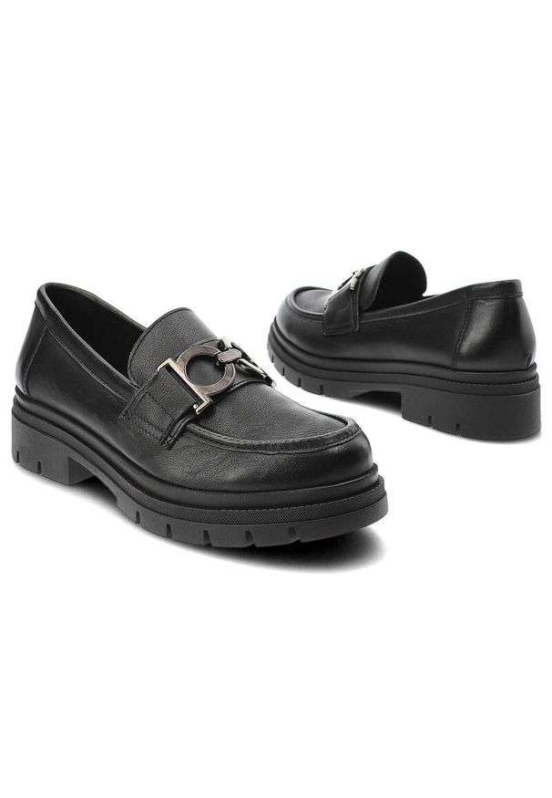 Czarne Mokasyny Nessi Skórzane Obuwie Damskie. Kolor: czarny. Materiał: skóra. Styl: klasyczny, elegancki