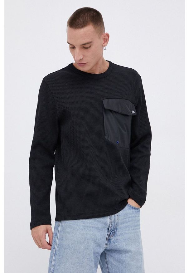adidas Performance Bluza H42031 męska kolor czarny z aplikacją. Kolor: czarny. Materiał: dzianina, materiał. Wzór: aplikacja