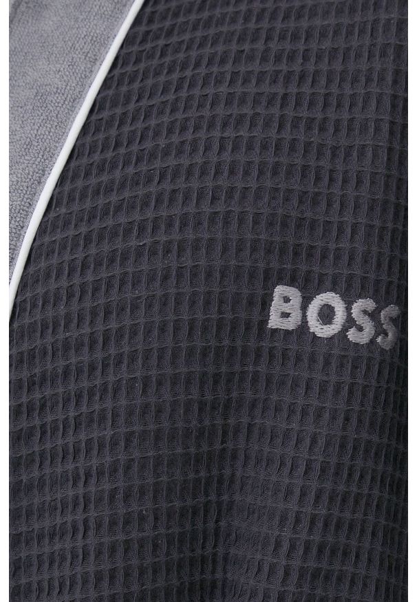 BOSS - Boss szlafrok bawełniany kolor szary. Kolor: szary. Materiał: bawełna
