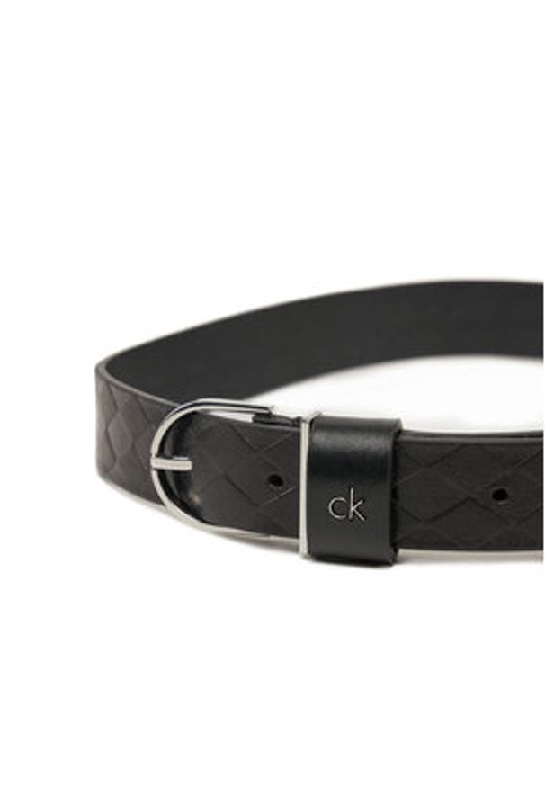 Calvin Klein Pasek Damski Ck Metal Round Buckle 2.5_Braid K60K613152 Czarny. Kolor: czarny. Materiał: skóra