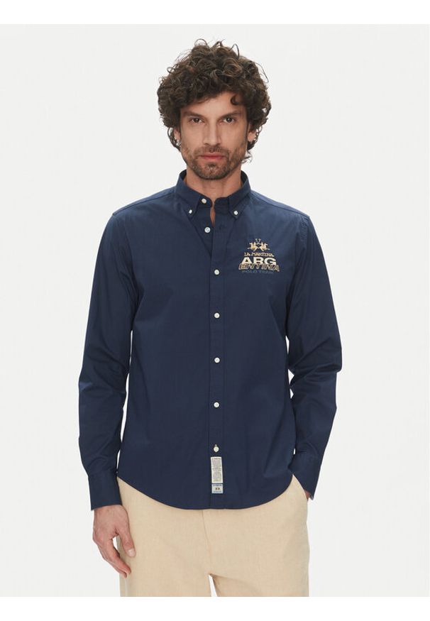 La Martina Koszula Alfred MAC601 PP483 Granatowy Regular Fit. Kolor: niebieski. Materiał: bawełna