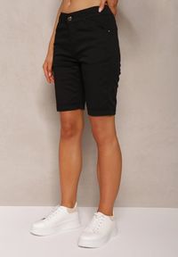 Renee - Czarne Bermudy Szorty High Waist z Bawełny Vimaly. Stan: podwyższony. Kolor: czarny. Materiał: bawełna. Sezon: lato. Styl: elegancki #4