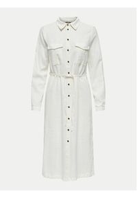only - ONLY Sukienka koszulowa Caro 15278720 Biały Relaxed Fit. Kolor: biały. Materiał: len, wiskoza. Typ sukienki: koszulowe #5