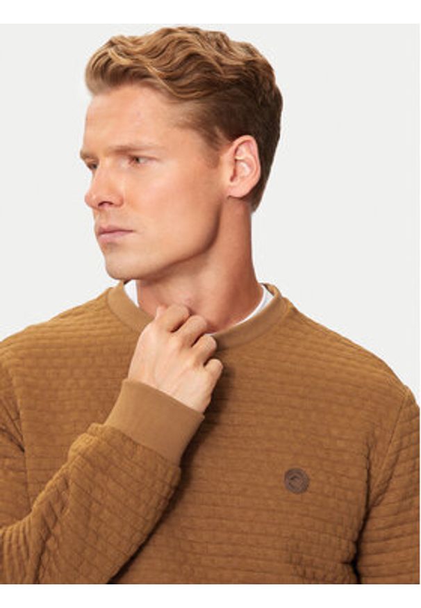 INDICODE Bluza Dash 55-434 Brązowy Regular Fit. Kolor: brązowy. Materiał: bawełna, syntetyk