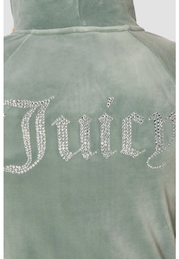 Juicy Couture - JUICY COUTURE Zielona damska bluza damska Madison Hoodie, Rozmiar M. Okazja: na co dzień. Kolor: zielony. Materiał: materiał. Styl: casual, klasyczny