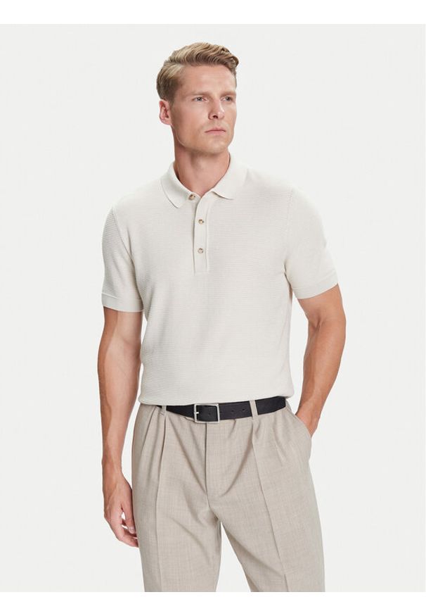 BOSS Polo H-Iannotti 50543148 Beżowy Regular Fit. Typ kołnierza: polo. Kolor: beżowy. Materiał: bawełna