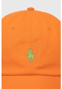 Polo Ralph Lauren czapka z daszkiem bawełniana kolor pomarańczowy z aplikacją. Kolor: pomarańczowy. Materiał: bawełna. Wzór: aplikacja #3