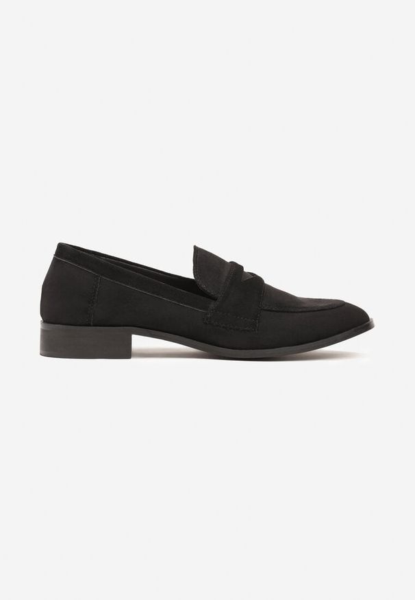 Renee - Czarne Klasyczne Mokasyny Typu Loafersy na Płaskiej Podeszwie Daivina. Kolor: czarny. Materiał: jeans. Obcas: na płaskiej podeszwie. Styl: klasyczny