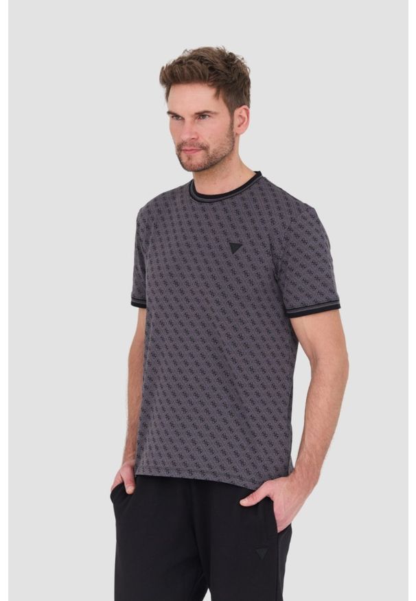 Guess - GUESS Czarny męski t-shirt Marshall, Rozmiar XXL. Kolor: czarny