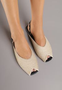 Born2be - Beżowe Sandały Ozdobione Plecionką i Aplikacjai Hellia. Okazja: na co dzień. Zapięcie: sprzączka. Kolor: beżowy. Materiał: jeans. Wzór: aplikacja. Sezon: lato. Styl: klasyczny, casual, elegancki #6