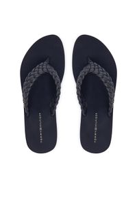 TOMMY HILFIGER - Tommy Hilfiger Japonki Th Wedge Cornrow Beach Sandal FW0FW09037 Granatowy. Kolor: niebieski. Materiał: skóra #1