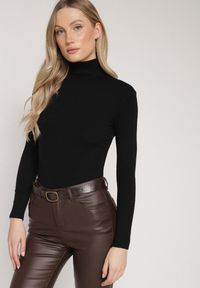 Born2be - Czarny Golf z Bawełną o Prostym Kroju Mevoresa. Okazja: na co dzień. Typ kołnierza: golf. Kolor: czarny. Materiał: bawełna. Styl: klasyczny, casual, elegancki #2