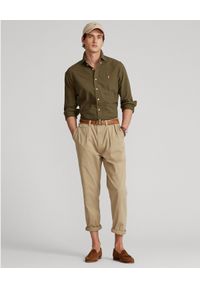 Ralph Lauren - RALPH LAUREN - Zielona koszula Oxford Custom Fit. Typ kołnierza: polo, button down. Kolor: zielony. Materiał: bawełna. Długość rękawa: długi rękaw. Długość: długie. Wzór: haft #2