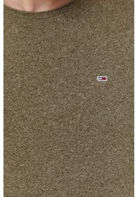 Tommy Jeans t-shirt męski kolor zielony melanżowy. Kolor: zielony. Materiał: bawełna, dzianina. Wzór: melanż. Styl: klasyczny #3
