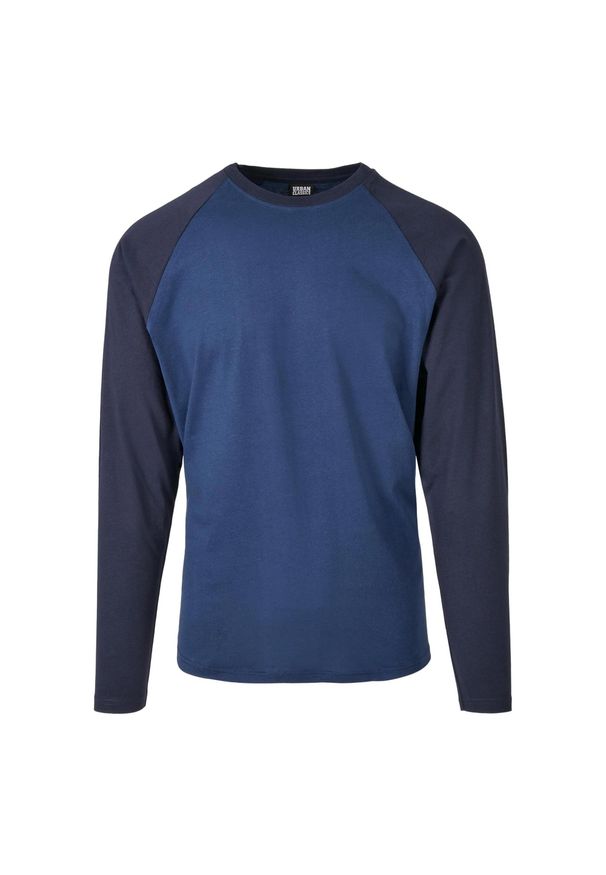 Urban Classics - Męska Koszulka Z Kontrastowymi Rękawami Raglan. Kolor: niebieski. Długość rękawa: raglanowy rękaw. Sport: turystyka piesza