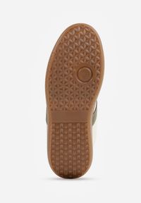 Born2be - Beżowo-Zielone Płaskie Sneakersy Ozdobione Paskami Glaria. Okazja: na co dzień. Zapięcie: pasek. Kolor: beżowy. Materiał: jeans. Wzór: aplikacja #2