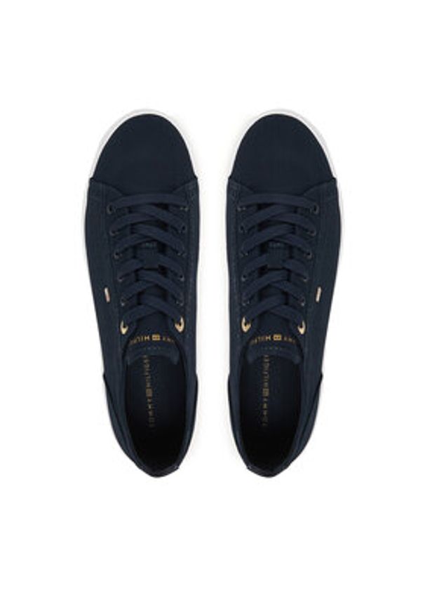TOMMY HILFIGER - Tommy Hilfiger Sneakersy Th Foxing Sneaker Canvas FW0FW09170 Granatowy. Kolor: niebieski. Materiał: materiał