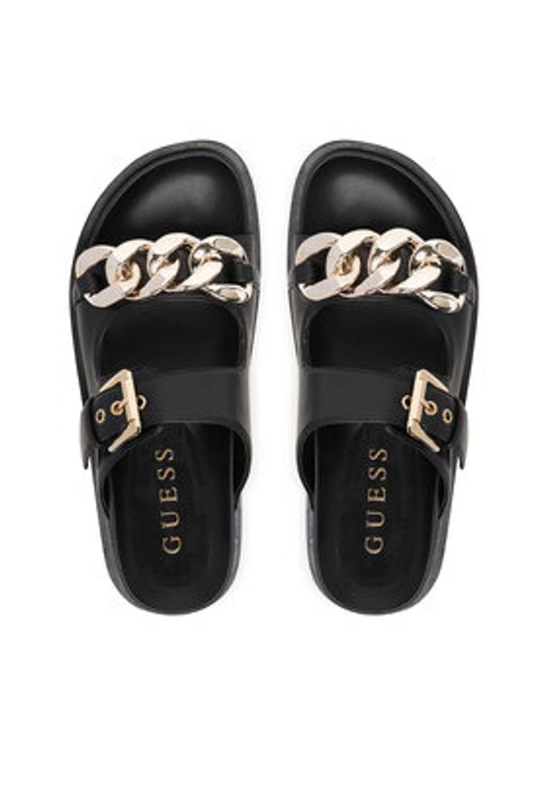 Guess Klapki FLJFT5 ELE03 Czarny. Kolor: czarny. Materiał: skóra