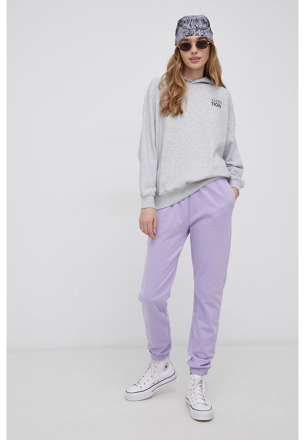 only - Only - Spodnie. Kolor: fioletowy. Materiał: dzianina, bawełna