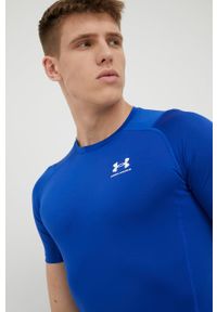 Under Armour t-shirt treningowy 1361518 kolor niebieski 1361518-410. Kolor: niebieski. Materiał: skóra, materiał. Długość rękawa: raglanowy rękaw. Wzór: gładki #2